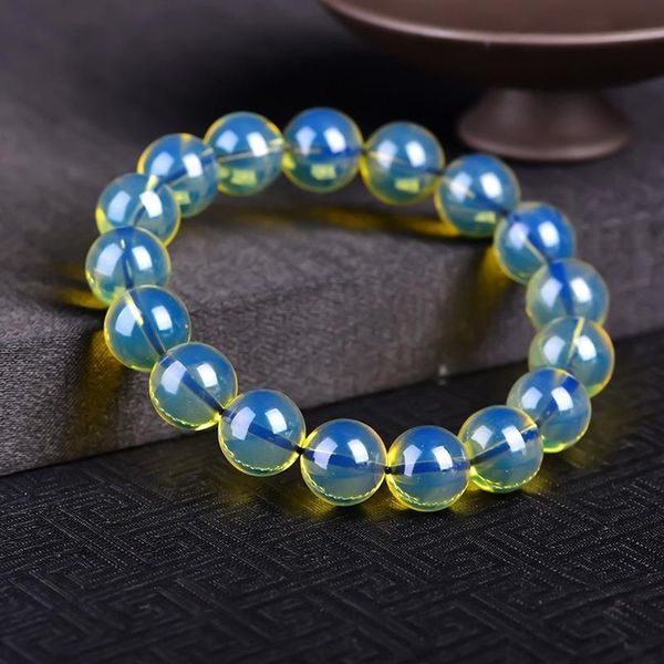 

beaded, strands dominican purified water blue amber single ring hand string round bead buddha bracelet for men and women, Black