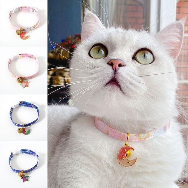 

cat collars & leads cute with moon pendant adjustable safety kitten collar puppy chihuahua raabit necklace bells pets accessories