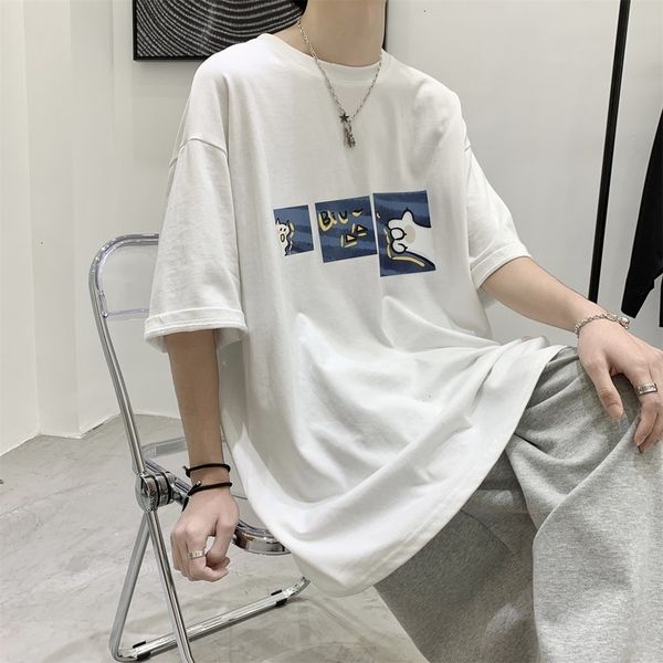 

t-shirt summer men's t-shirts short handsome loose half sve cloth casual versatile trend, White;black