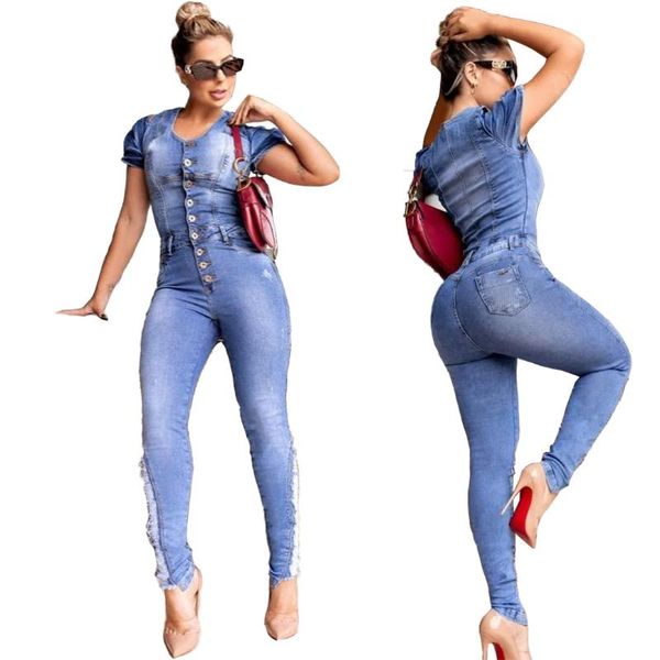 

women's jumpsuits & rompers fashion slim slimming jumpsuit with white spray and ripped pleated one-piece jeans, Black;white