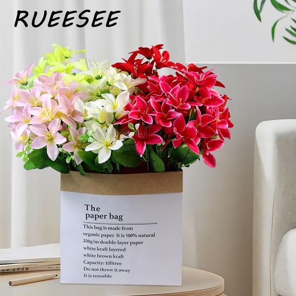

decorative flowers & wreaths artificial 10 prongs beautiful white lilies indoor and outdoor home garden balcony diy party wedding decoration