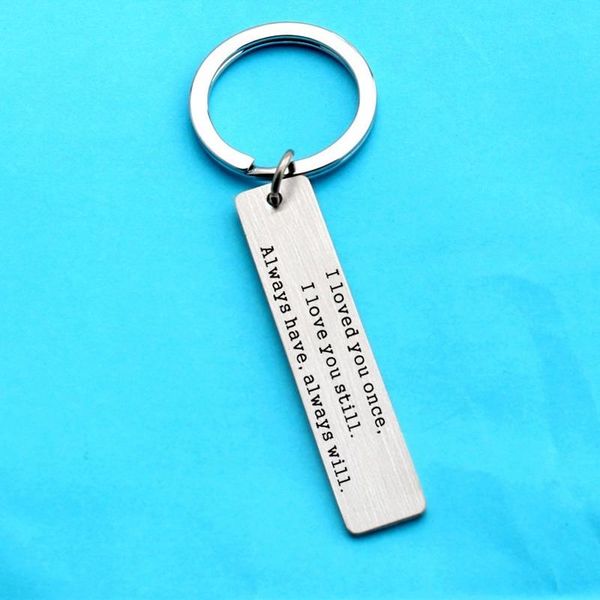 

keychains key chain for women letter man ring bags cute funny i loved you once love still pendants stainless steel porte clef, Silver