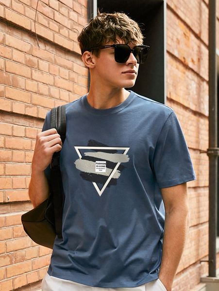 

men slogan & graphic print tee 73ar#, White;black