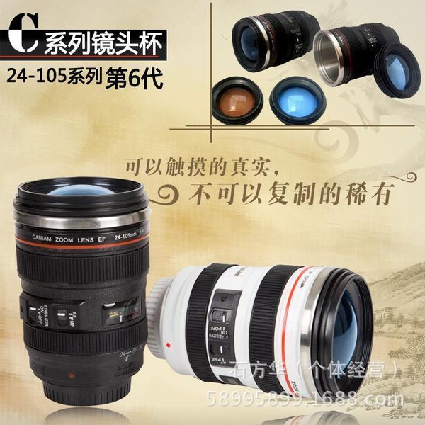 

water bottles 400ml camera lens mug stainless steel coffee cup creative couple's cups tea