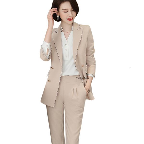 

women's suits & blazers women pant suit plus size 5xl apricot business interview work wear office ladies long sleeve blazer and pants s, White;black