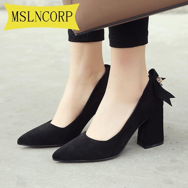 

dress shoes plus size 34-46 women pumps thick heel square toe mid heels work comfortable ladies sandals, Black