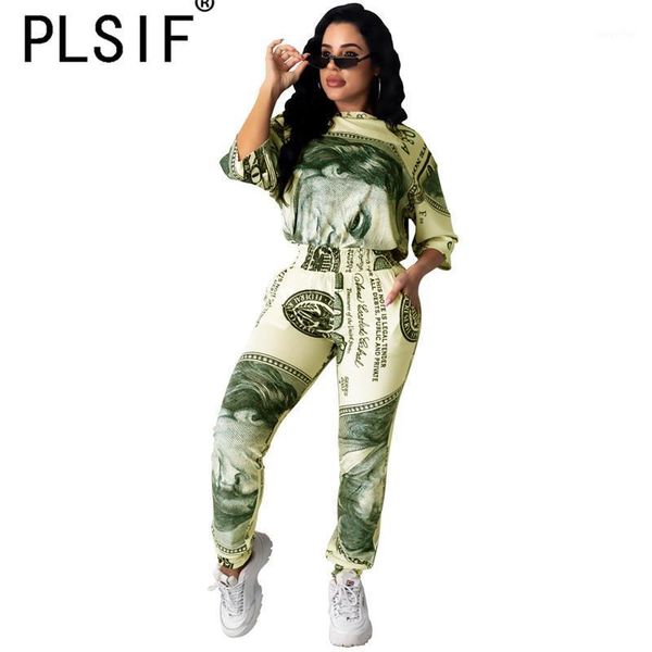 

european pant set character print and long suit female sporty two pieces matching outfits women's tracksuits, Gray