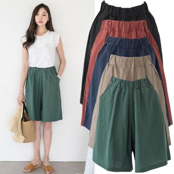 

women's shorts korean style short with plus size elastic waist, White;black