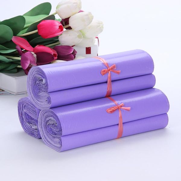 Confezione regalo 50 pezzi Viola Corriere Posta Sacchetti per imballaggio Busta Forniture sfuse Pacchetto Busta postale autoadesiva in plastica Buste postali