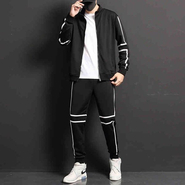 

men's tracksuits casual autumn cotton sports jacket sets training for young men teen spring fashion 2 piece hoodie lcw9, Gray