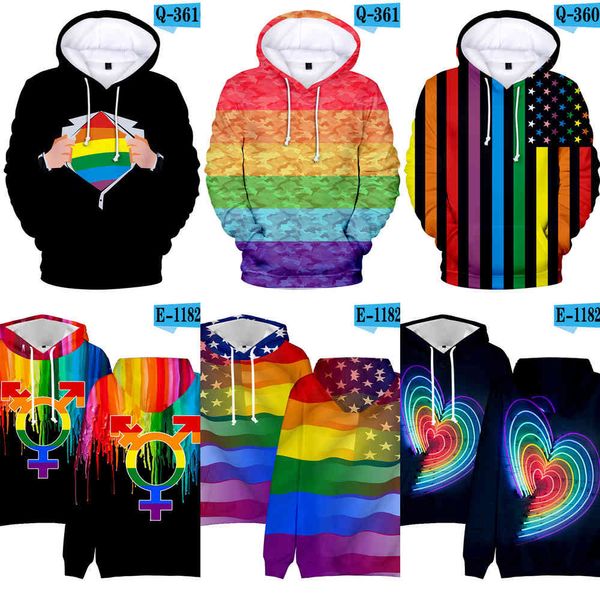 Free LGBT Flag Hoodies Sweatshirt für Lesben Gay Pride Bunte Regenbogen Kleidung für Gay Home Decor Gay Friendly LGBT Equity X0629