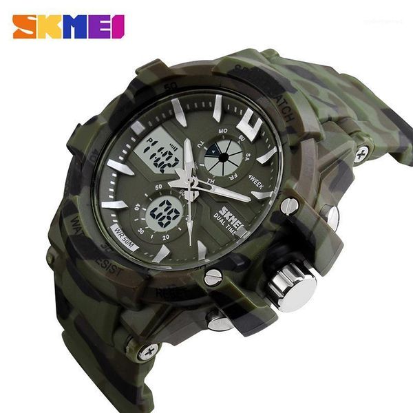 

wristwatches skmei sport watch men digital watches mens waterproof military dual display relogio masculino 0990, Slivery;brown