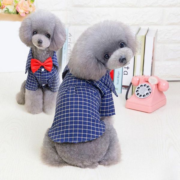 

dog apparel pet plaid shirt british style gentleman puppy cats casual cotton for small chihuahua yorkire