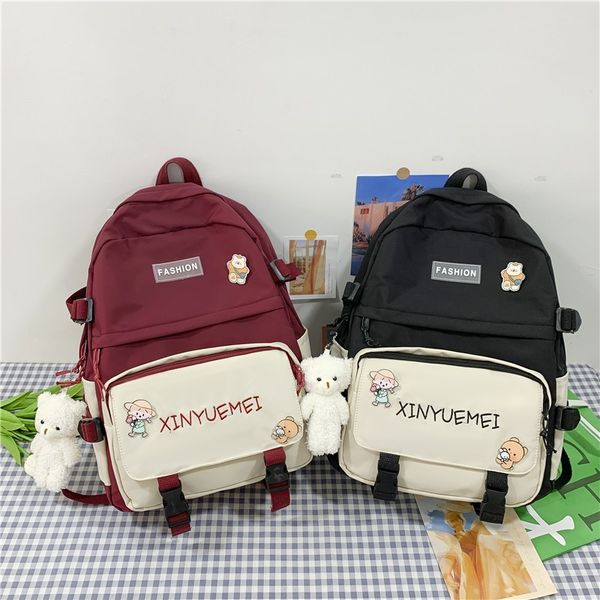 

japane style contrast color fashion backpack women nylon water repellent school backpacks large-capacity bags