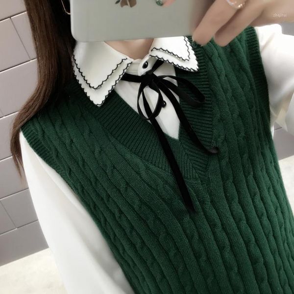 

women's sweaters 2021 v-neck, knitted waistcoat 34-10413 (room 1, row 6, 3), White;black