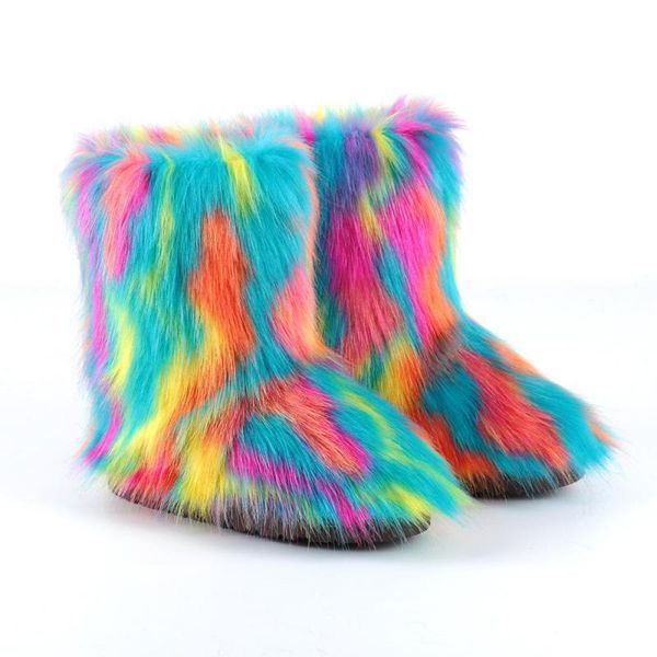 

boots fur winter shoes women snow with headband deluxe for high style, Black
