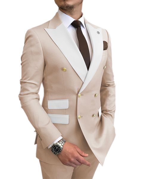 

men's suit casual slim fit double breasted 2 piece business tuxedos for wedding (blazer+pants), Black;gray
