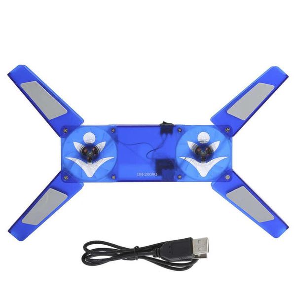 

lapcooling pad cooler foldable portable usb dual fan transparent led blue light dr-2008g pads