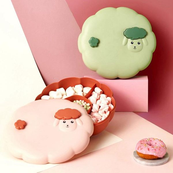 

fruit tray plastic candy box dried nut year with lid split grid living room household storage dishes & plates