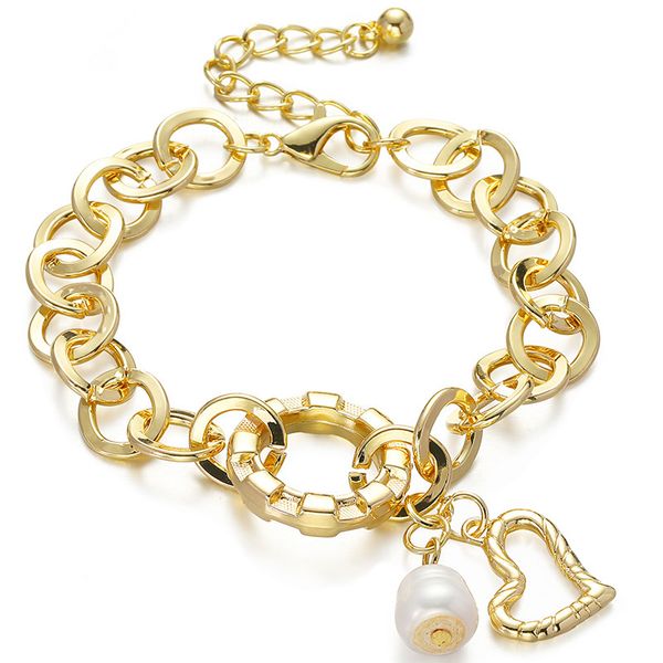 

simple love pearl pendant round chain bracelet personalized niche bracelet, Black