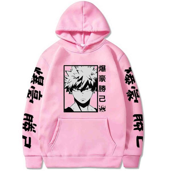 Harajuku My Hero Academia Hoodies Männer Frauen Langarm Sweatshirt Bakugou Katsuki Anime Schwarz HoodiesTops Kleidung Y0319