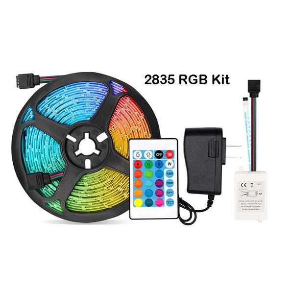 

5m kit 12v 2835 rgb led strip lighting lamp light with ir controller for tiktok tv backlight party strips