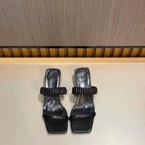 

early spring new style square head with real leather bottom wine glass and sandals black cashmere girl zlh