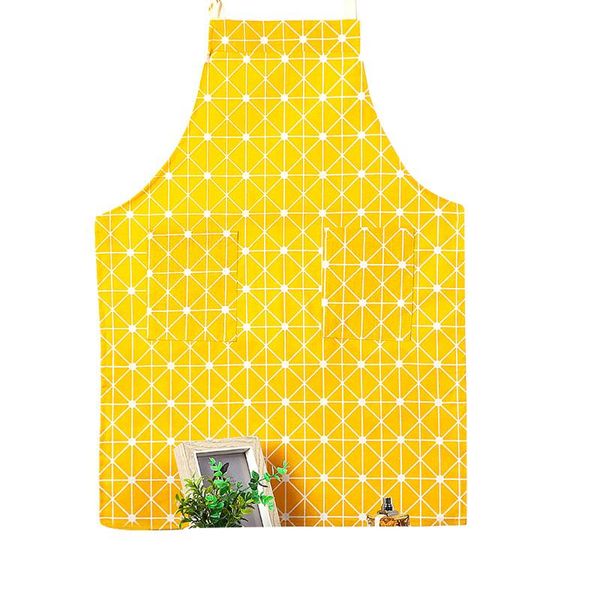 

aprons kitchen apron baking soft cotton linen hang neck home cooking geometric pattern adults with pockets daily cleaning durable