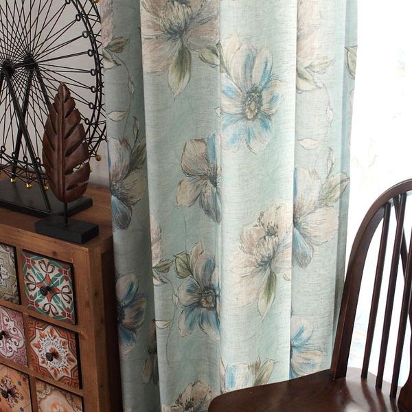 

custom american cotton linen prints curtains windows living room semi-shade seattle curtain & drapes