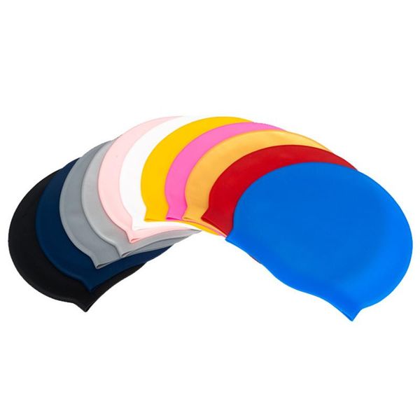 

swimming caps summer water sports accessary solid color silicone swim cap