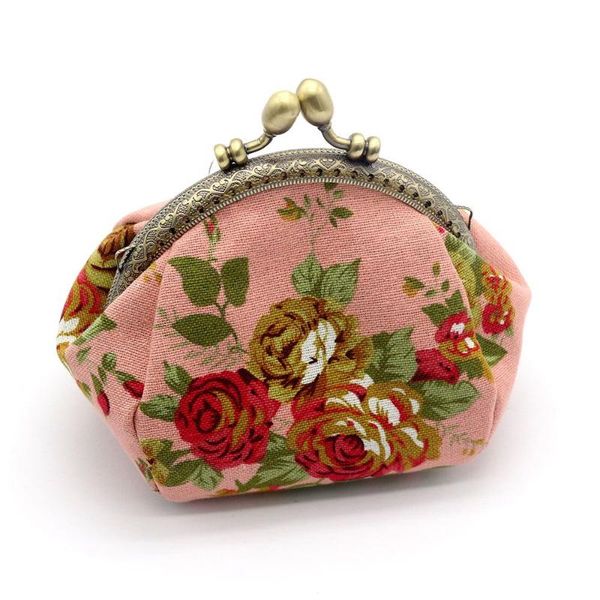 

coin purses wallet,lady vintage flower mini purse wallet clutch bag, Red;black