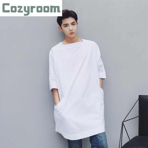 

personalized loose men cotton t-shirt summer short sleeve hip-hop menswear trendy nightclubs hair stylist male shirts men's t-shirts, White;black