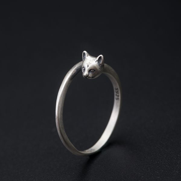 VLA 925 Silber personalisierte Katze Damen Retro kreatives Design Leopardenkopf Ring einstellbare Größe Modeschmuck