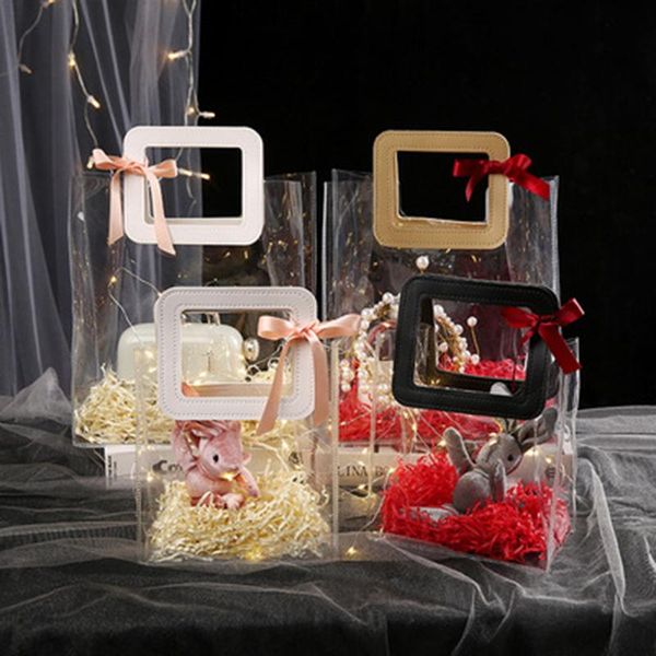 

transparent pvc packaging gift bag candy box with handle gifts for guests wedding birthday baby shower party favors supplies wrap