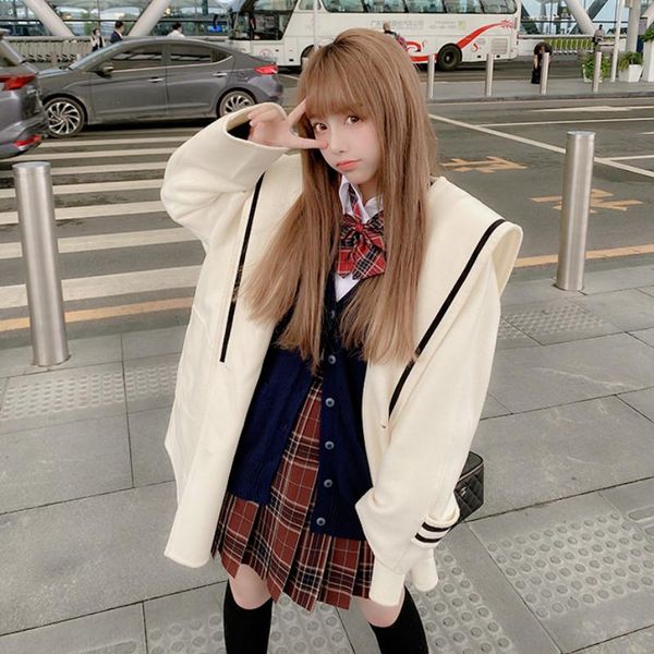 

women's wool & blends female high street japanese style korean overcoat kawaii coat women winter outwear patchwork warm trend coats and, Black