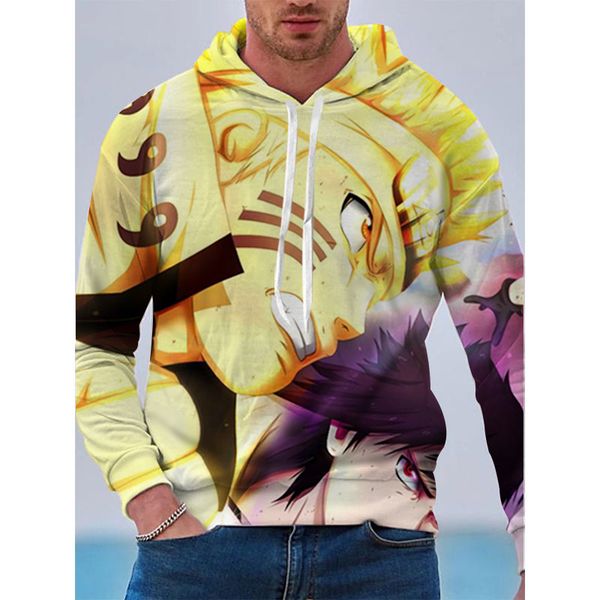 

riman anime pattern men is a 3d printed hoodie visual impact party punk goth round neck american sweater hoodie, Black