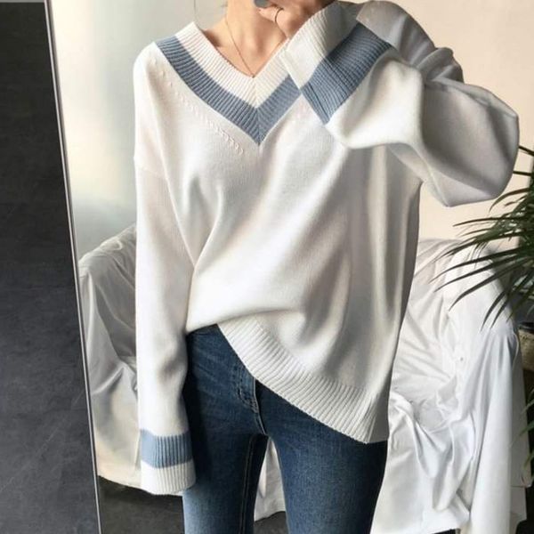 

women's sweaters winter women korean-style sweaters basic knitting pullover long beige sleeve sweater casual sweatshirt foreign clothin, White;black