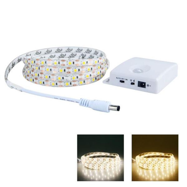 

motion sensor led strip light battery power 2835 smd infrared 1m 1.5m 2m 3m bed stair kitchen closet body sensors leds diode strips