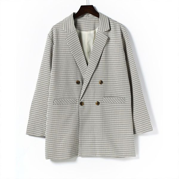 

checked office lady blazer women mini dress plaid long sleeve oversized jacket spring autumn casual streetwear dresses 201013, White;black