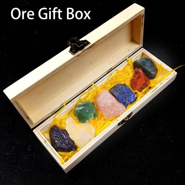 

decorative objects & figurines natural crystal seven therapy stone energy cluster ore standard for exquisite wooden box gift collection