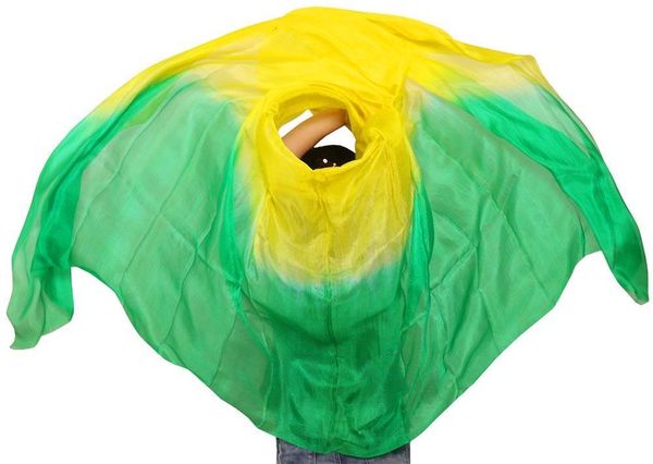 

stage wear design 100% real silk belly dance veil, veils,tari perut kostum veil wholesale 250*114cm yellow + green 9rhv, Black;red