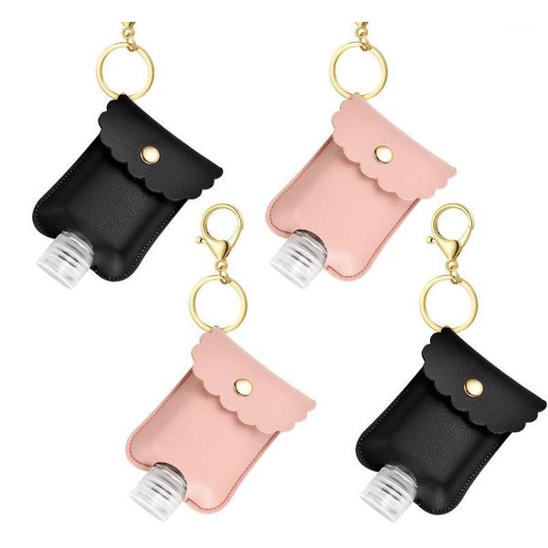 

storage bottles & jars plastic travel bottle for hand sanitizer with leather keychain holder clips 60ml portable squeeze empty leakproof