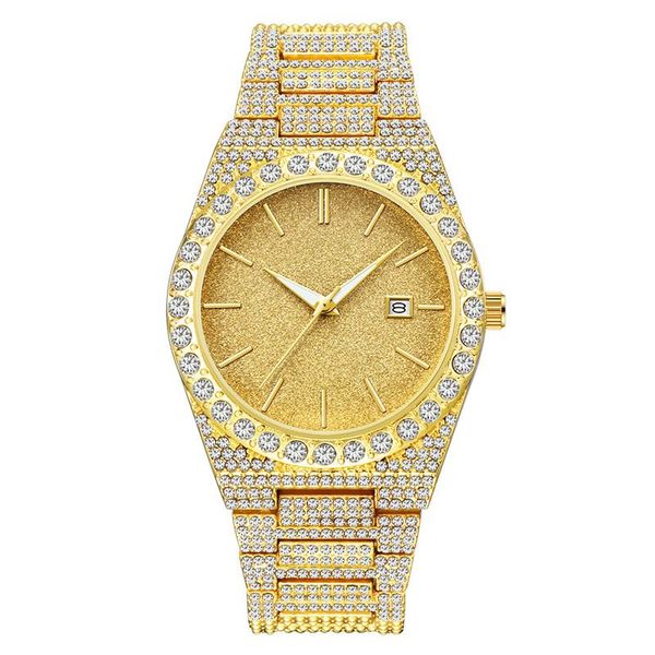 

wristwatches genuine curdden brand 1218 gold watches men fashion alloy band hip hop diamond gypsophila date quartz watch relogio masculino, Slivery;brown