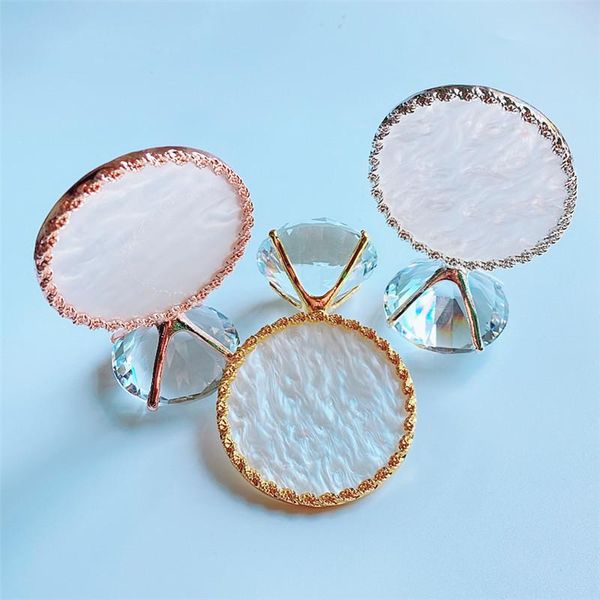 

jewelry pouches, bags board necklace ring earrings painted show palette with big artificial diamond holder organizer colorful shelf 6.1*9.2c, Pink;blue