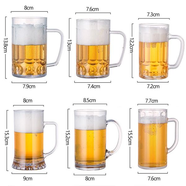 

large capacity acrylic beer mug glass transparent plastic anti-drop bar 400-600ml juice cup draught-beer mugs