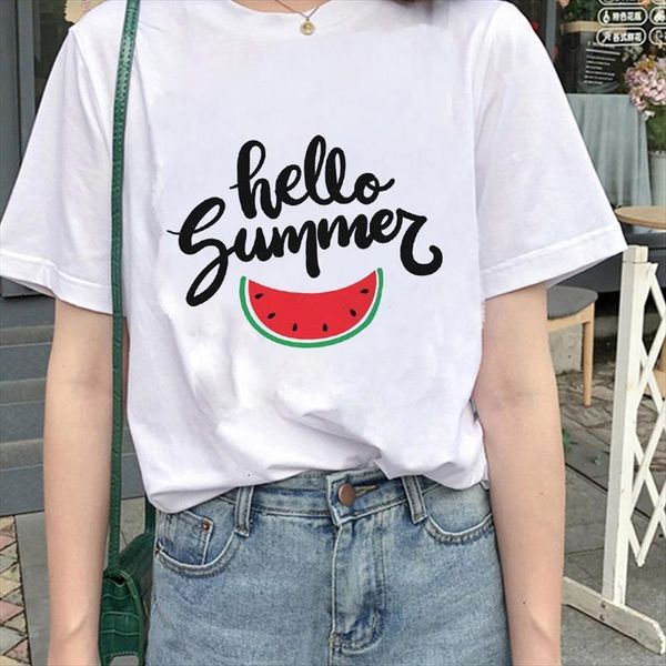 

watermelon fruit cartoon fun men t shirt ladies fashion and women tee white round neck femme, White;black