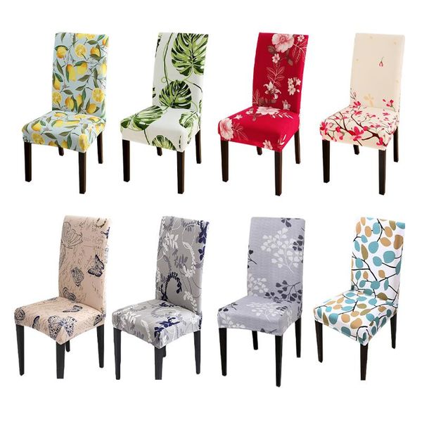 

chair covers floral print cover dining elastic slipcover stretch anti-dirty chairs for restaurant wedding banquet home