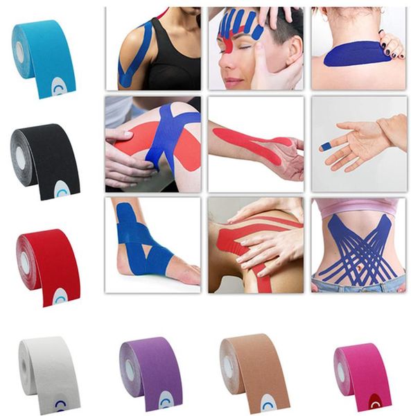 

elastic tape kinesiology athletic recovery kneepad sports safety relief knee pads support gym fitness bandage wrist, Black;red