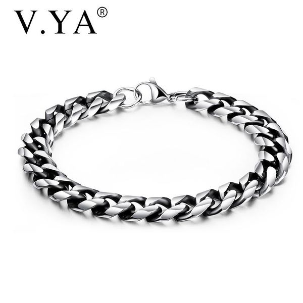 

charm bracelets v.ya stainless steel men bracelet bangle 2021 christmas gift domineering silver color link chain hand jewelry drop, Golden;silver