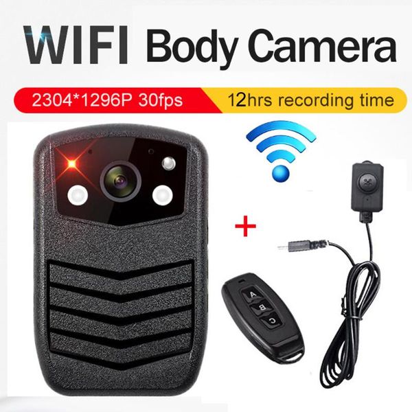 

professional fhd 1296p wireless wifi mini body camera night vision wearable cam video voice recorder with external cameras